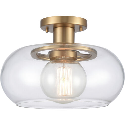 Clement 1 Light 13 inch Brushed Gold Semi Flush Mount Ceiling Light