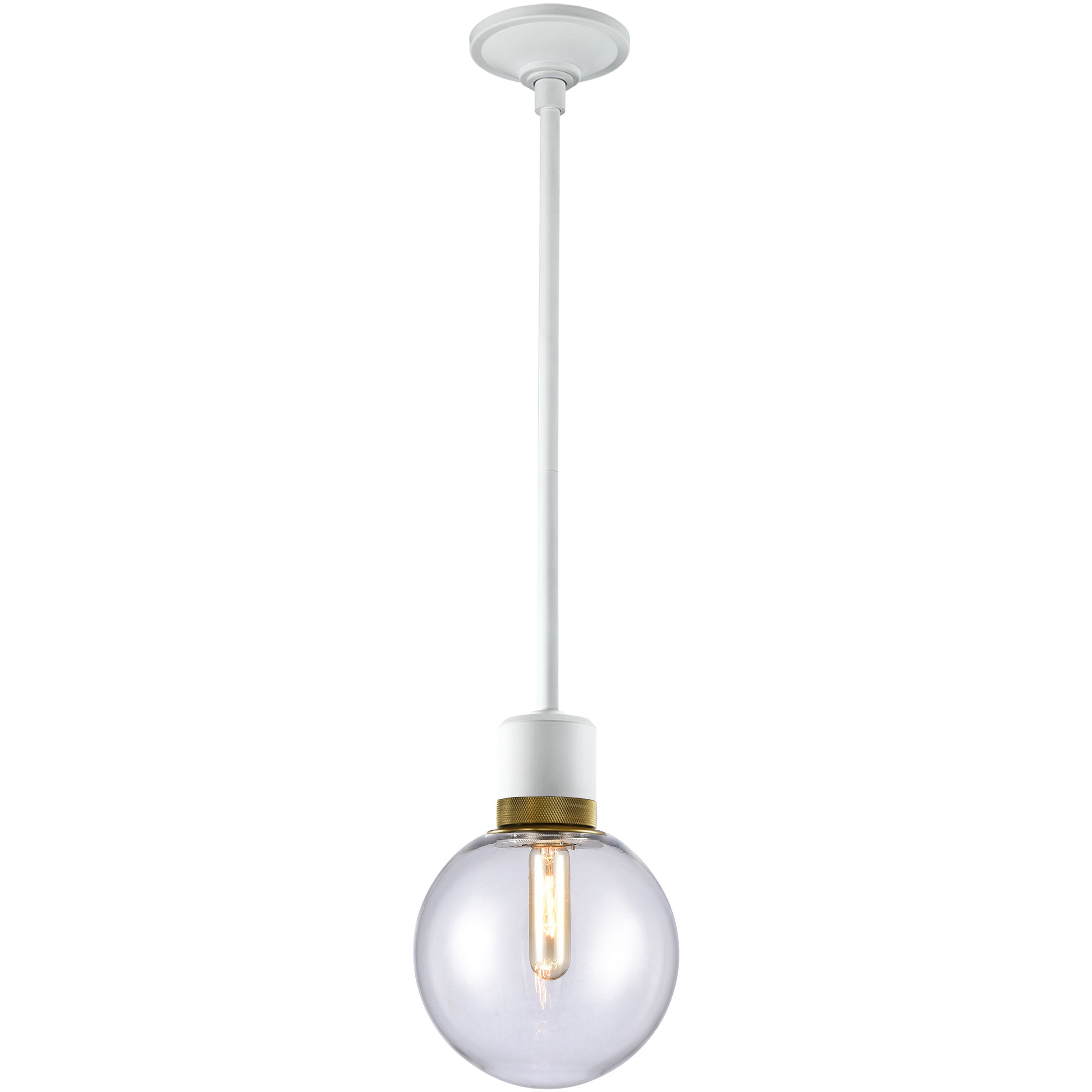 Zigrina 1 Light 7.88 inch Matte White with Aged Brass Pendant Ceiling Light