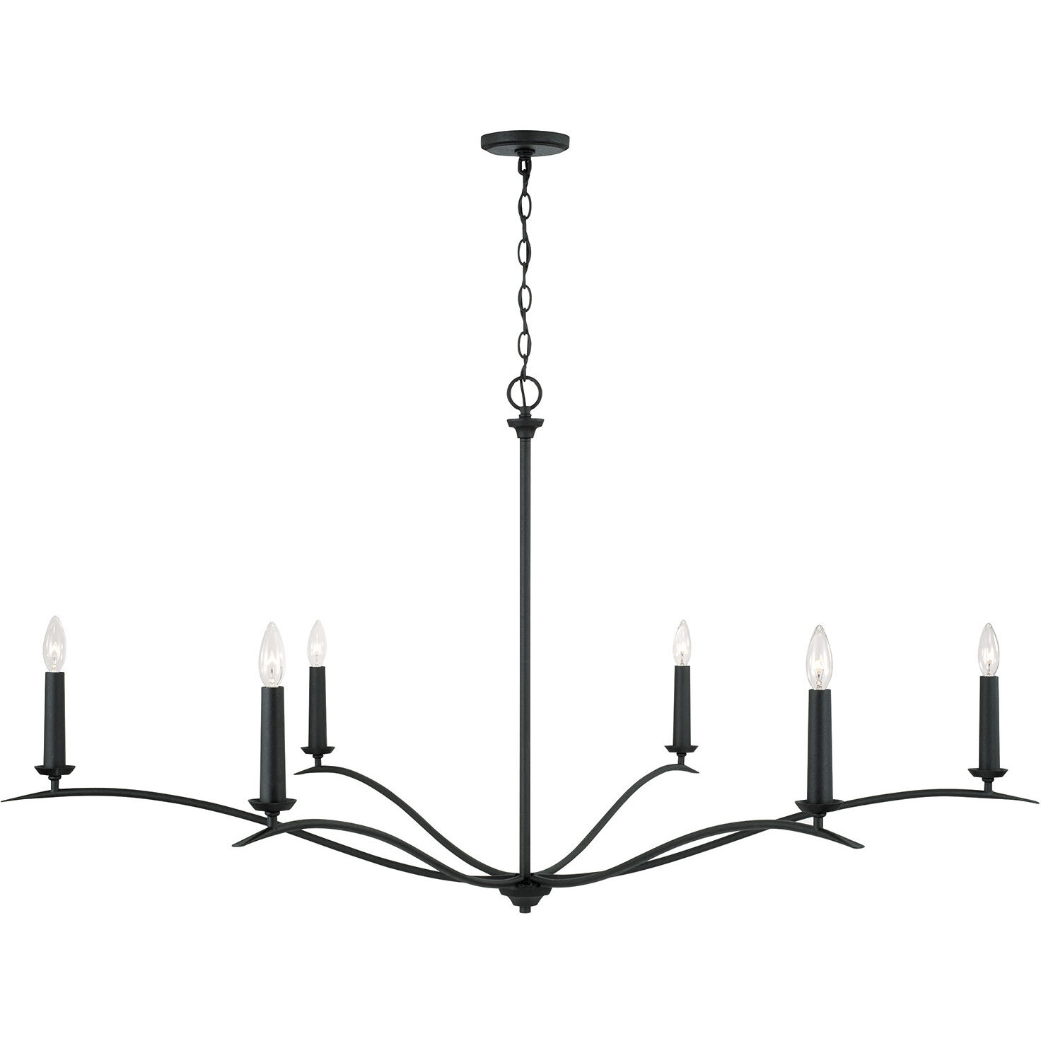 Grady 6 Light 57 inch Black Iron Chandelier Ceiling Light