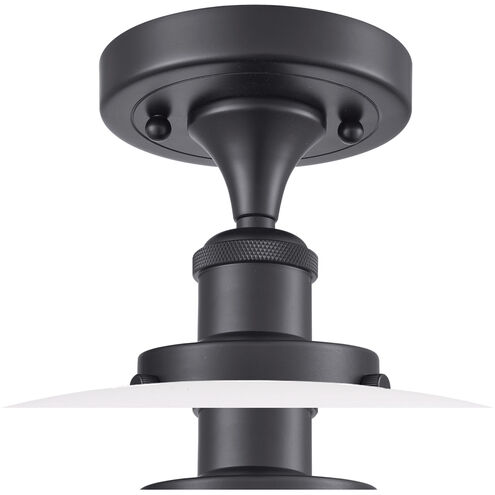 Ballston X-Large Bell LED 8 inch Matte Black Semi-Flush Mount Ceiling Light in Matte White Glass, Ballston