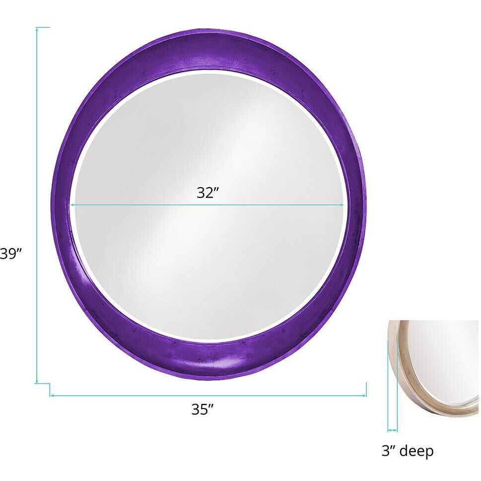 Ellipse 39 X 35 inch Glossy Royal Purple Wall Mirror
