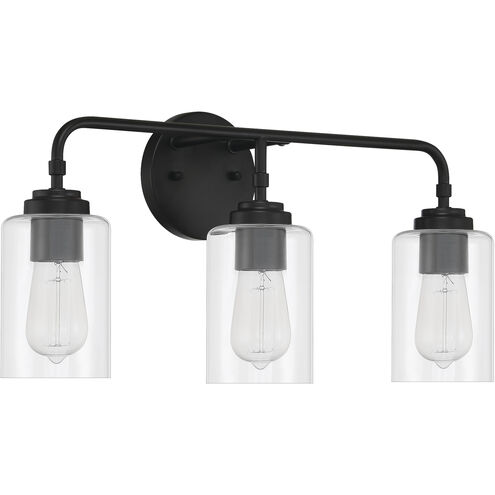 Stowe 3 Light 22 inch Flat Black Vanity Light Wall Light