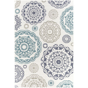 Alfresco 125.98 X 86.61 inch Teal/Navy/White/Taupe Machine Woven Rug in 8 x 11, Rectangle
