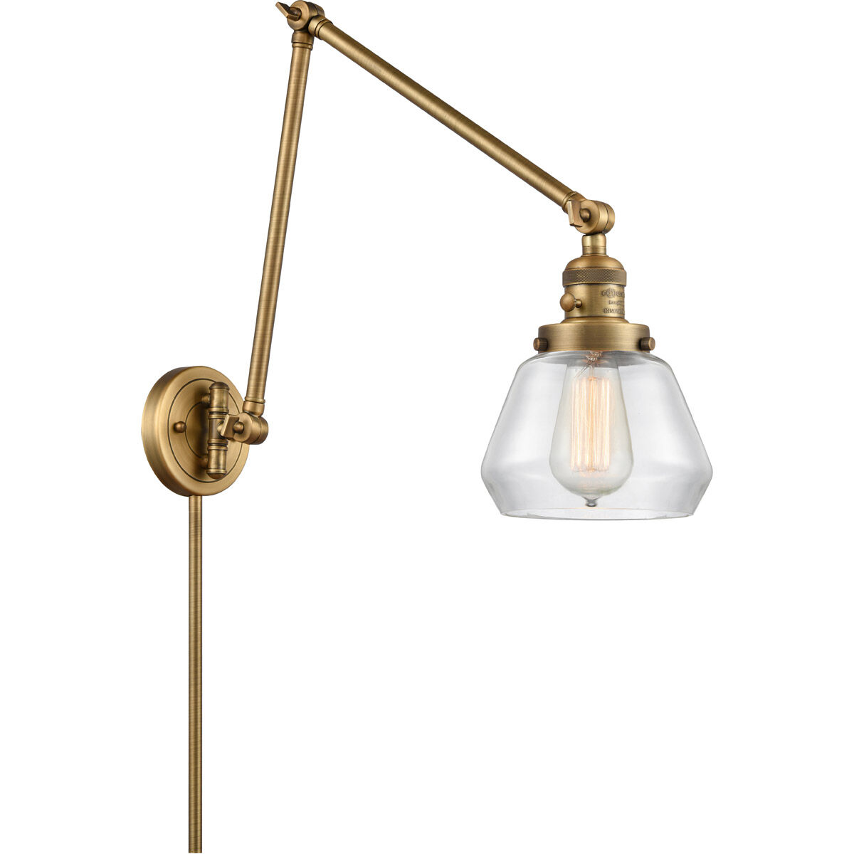 Fulton 30 inch 3.50 watt Brushed Brass Swing Arm Wall Light, Franklin Restoration