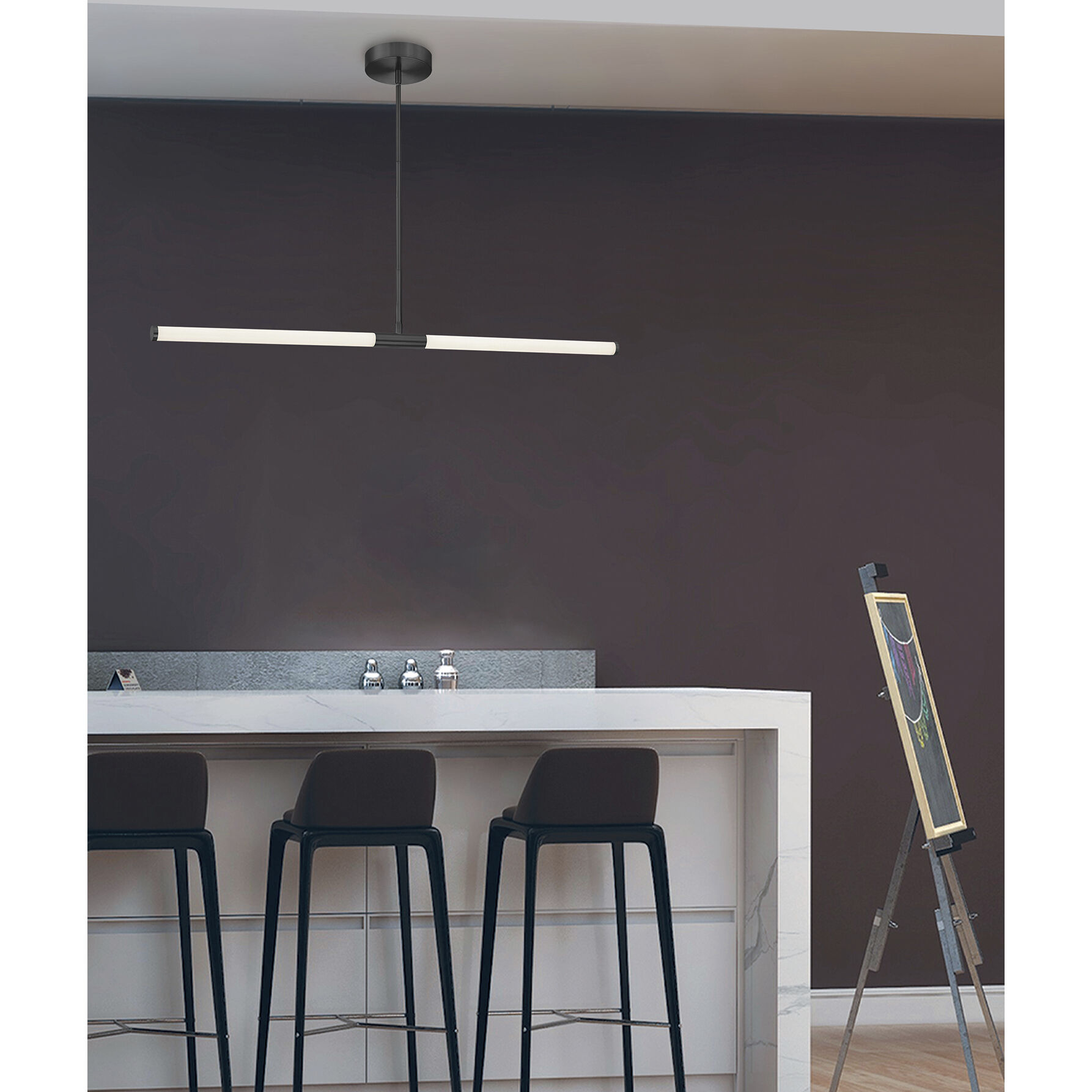 Corvette LED 36 inch Matte Black Horizontal Pendant Ceiling Light