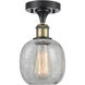 Belfast 1 Light 6 inch Black Antique Brass Flush Mount Ceiling Light in Clear Crackle, 2.1 lb
