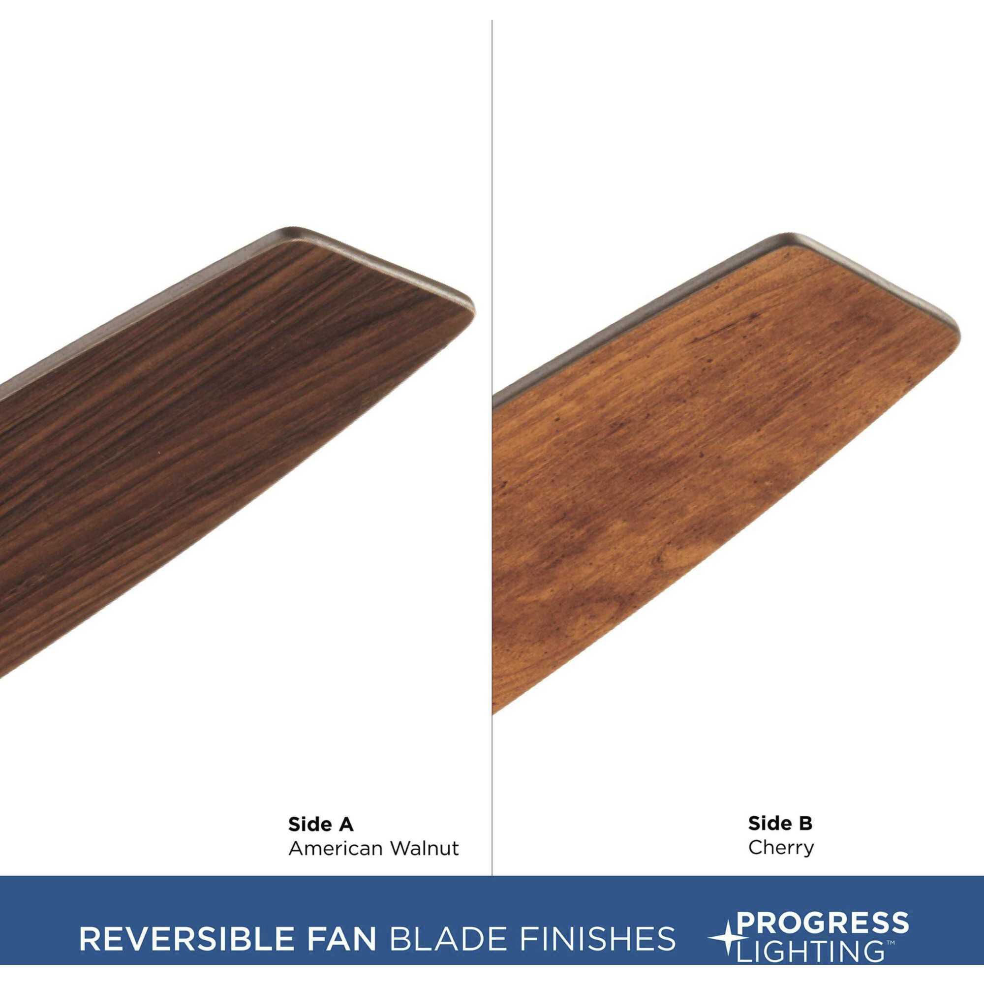 Billows 52 inch Antique Bronze with American Walnut/Cherry Blades Ceiling Fan, Progress LED