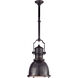 Chapman & Myers Country Industrial 1 Light 14 inch Bronze Pendant Ceiling Light, Small