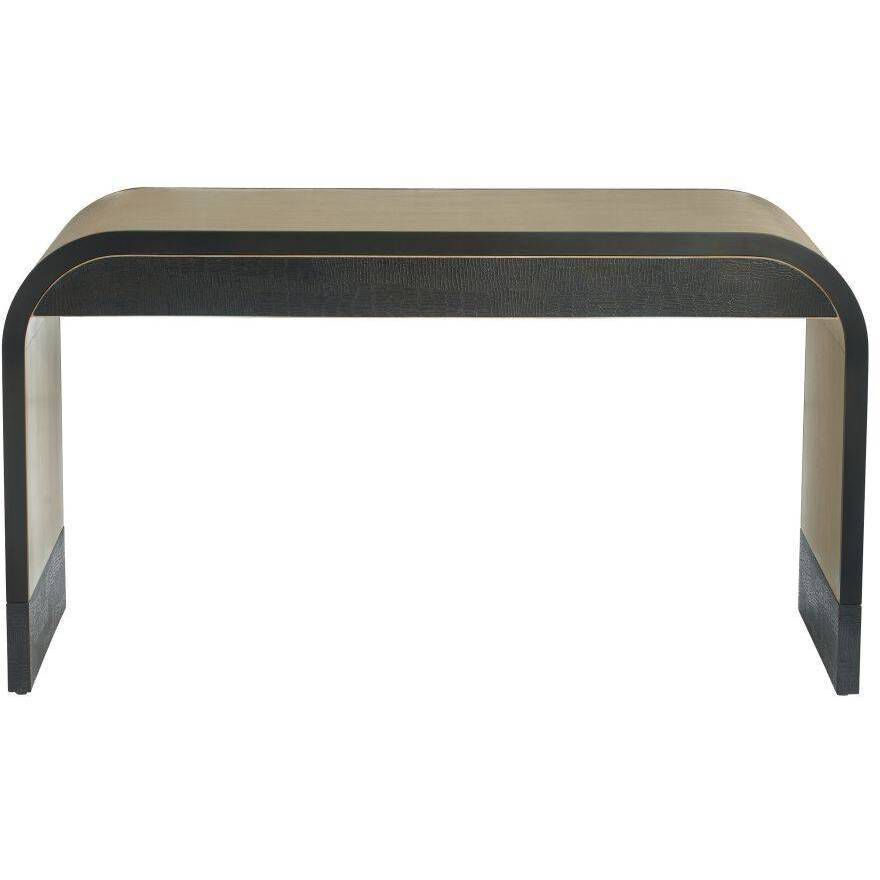 Gaston 56 inch Chamois Gray and Ebony with Bronze and Antique Brass Desk