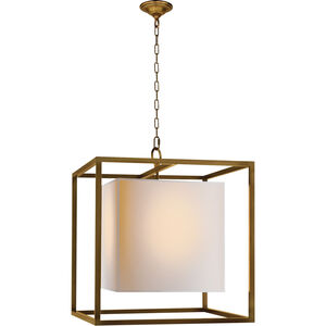 Eric Cohler Caged 2 Light 22 inch Hand-Rubbed Antique Brass Foyer Pendant Ceiling Light in Natural Paper