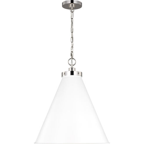 C&M by Chapman & Myers Wellfleet 1 Light 19.5 inch Matte White and Polished Nickel Pendant Ceiling Light in Matte White / Polished Nickel