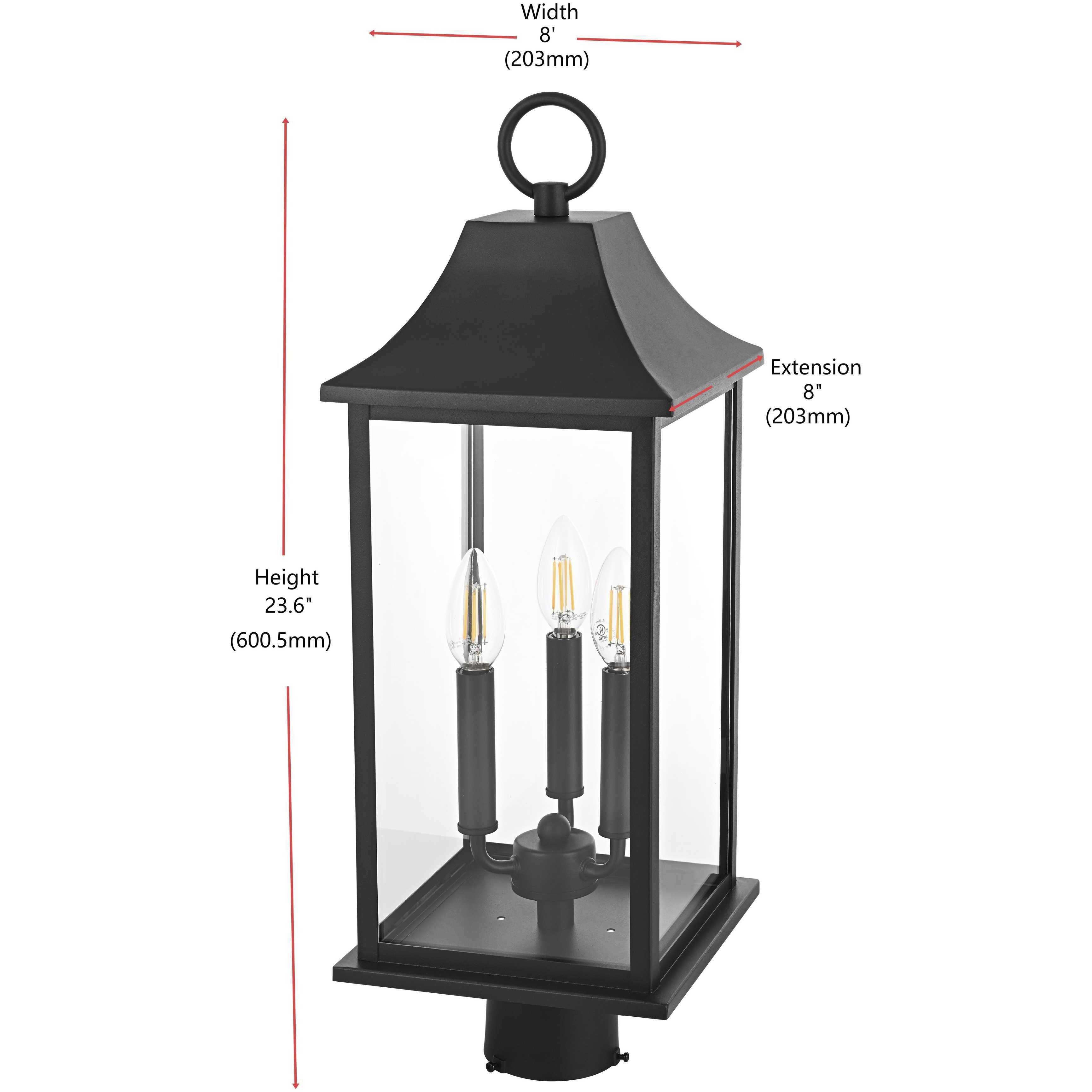Shepard 3 Light 23.5 inch Black Outdoor Post Light