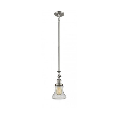 Franklin Restoration Bellmont LED 7 inch Brushed Satin Nickel Mini Pendant Ceiling Light in Seedy Glass, Franklin Restoration