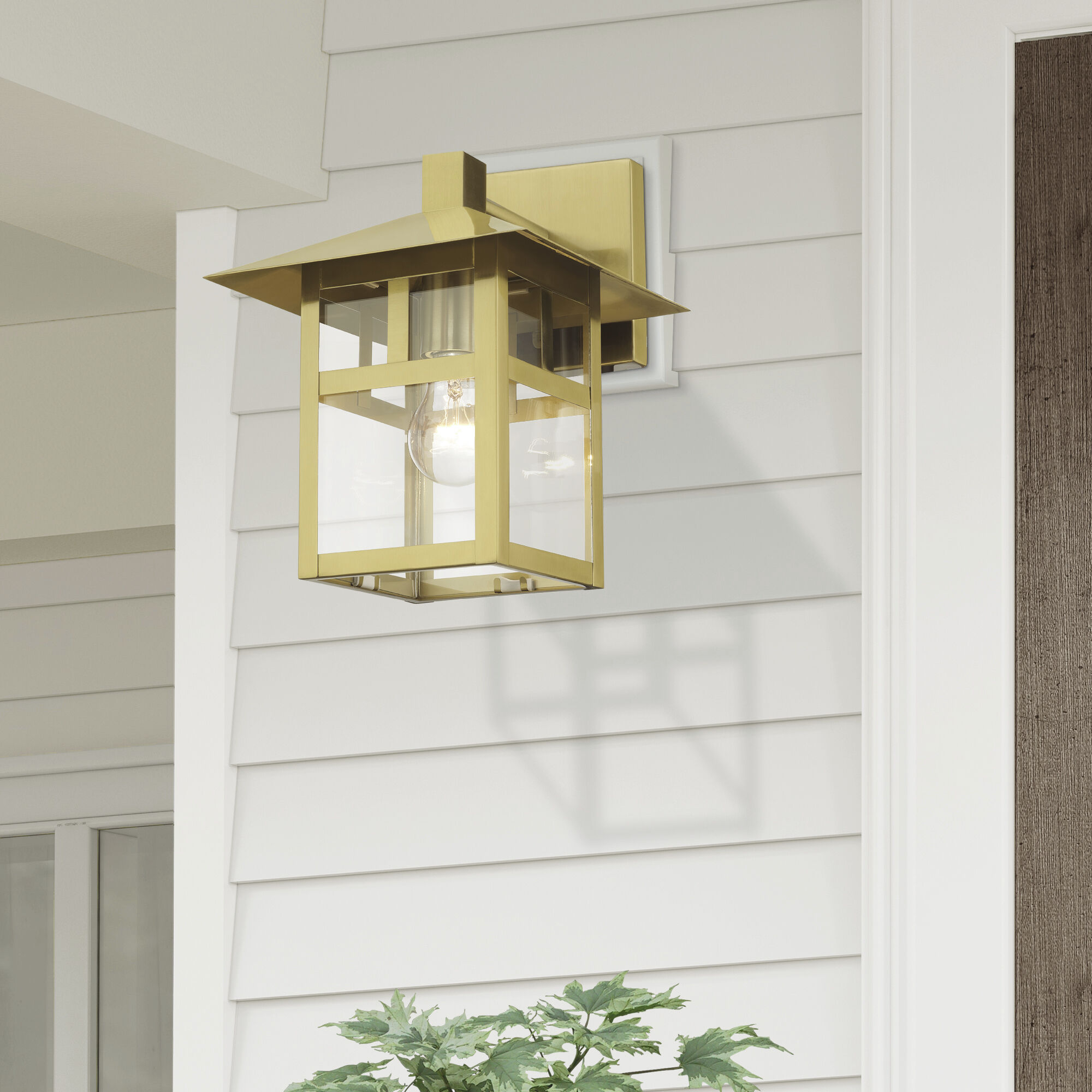 Crestlake 1 Light 11.5 inch Satin Gold Outdoor Wall Lantern