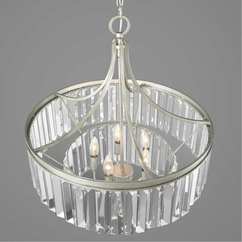 Glimmer 5 Light Silver Ridge Pendant Ceiling Light, Design Series