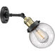 Franklin Restoration Beacon LED 6 inch Black Antique Brass Sconce Wall Light in Seedy Glass, Franklin Restoration