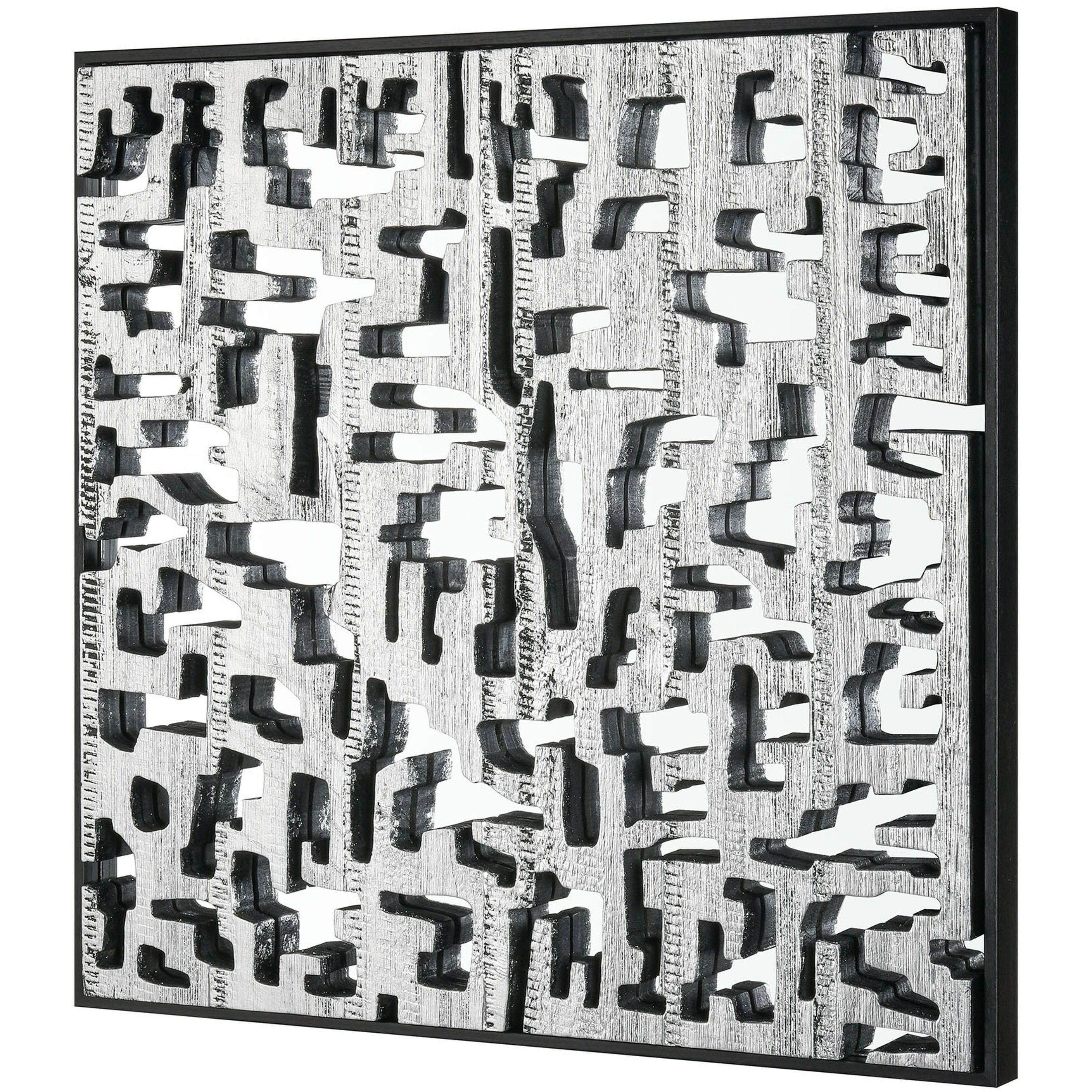 Mapped Silver with Black and Mirror Dimensional Wall Art