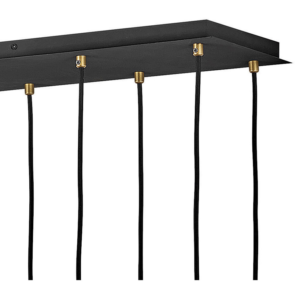 Lisa McDennon Nula 14 Light 48.5 inch Shell Black with Gold Leaf Indoor Linear Chandelier Ceiling Light