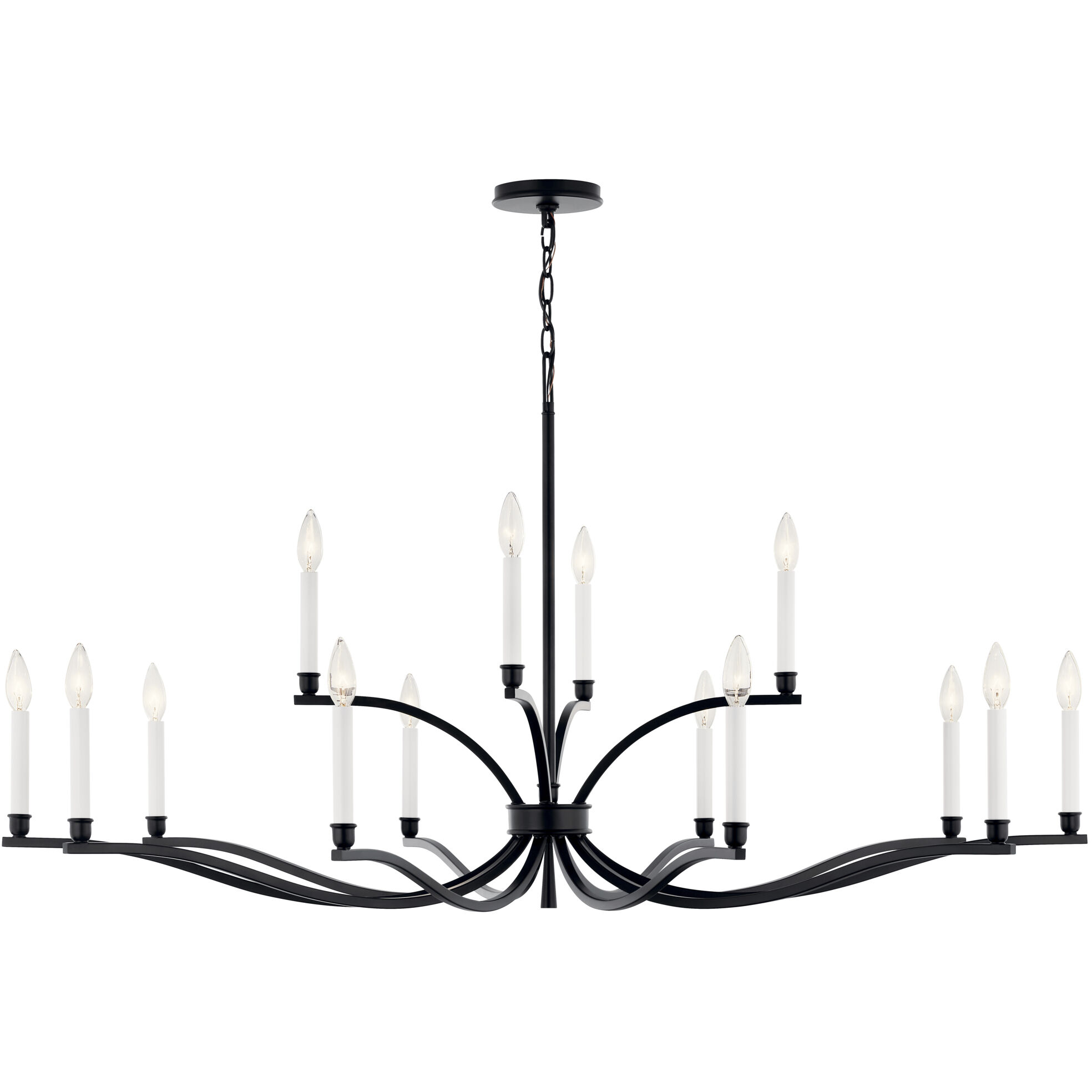 Malene 14 Light Black Chandelier Ceiling Light, 2 Tier Large