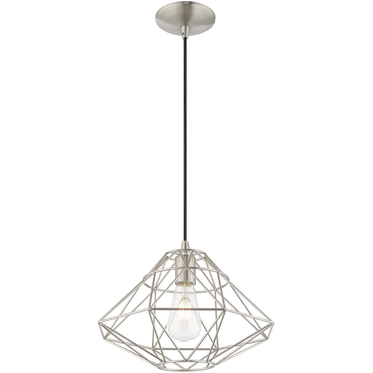 Geometric 1 Light 14 inch Brushed Nickel Mini Pendant Ceiling Light