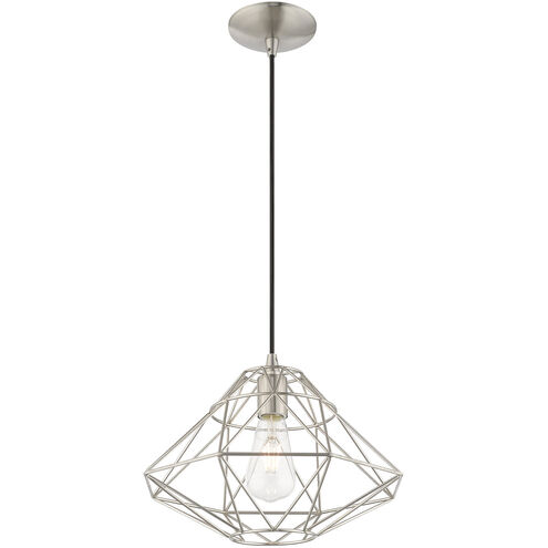 Geometric 1 Light 14 inch Brushed Nickel Mini Pendant Ceiling Light