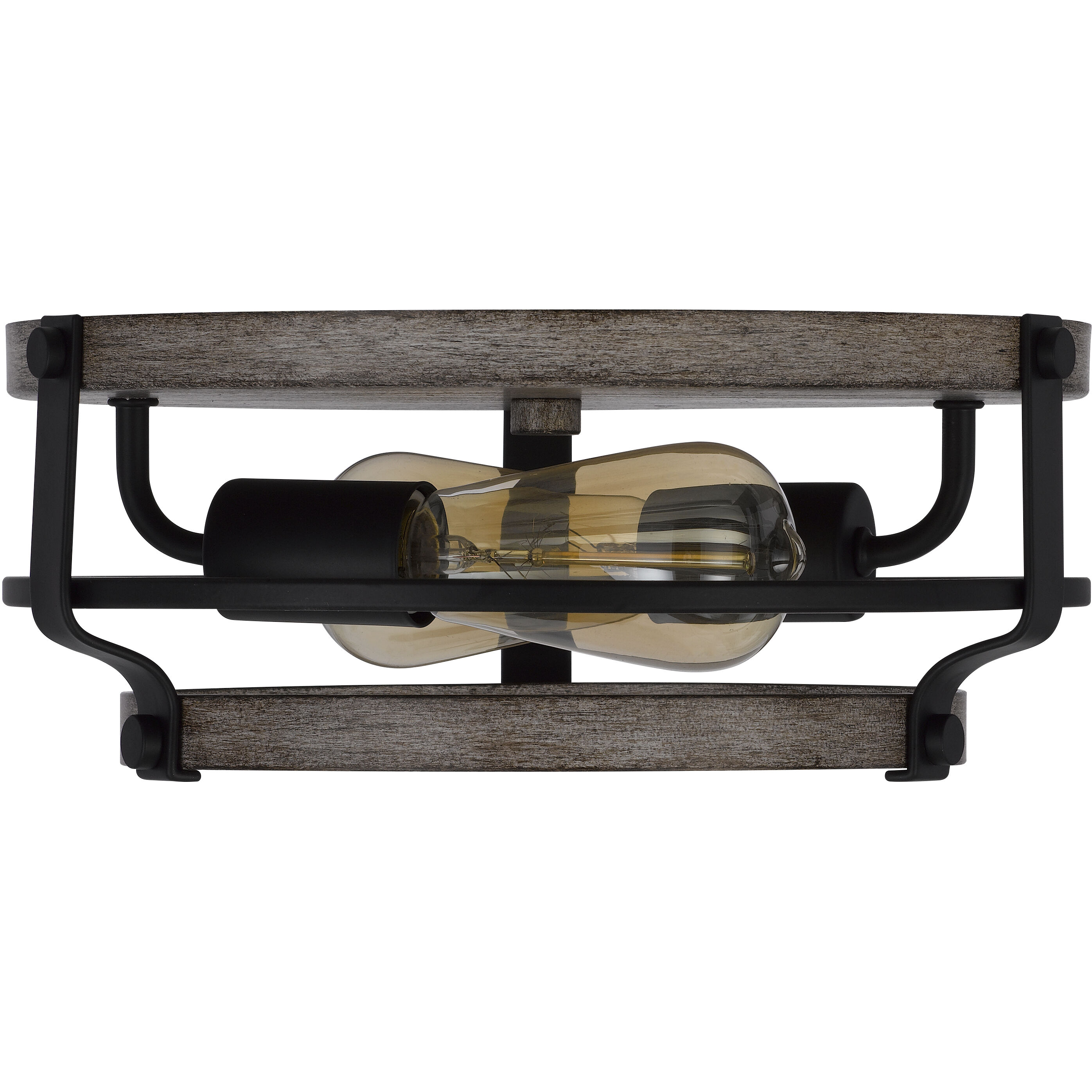 Clarita 2 Light 13 inch Drifted Wood and Black Semi Flush Mount Ceiling Light