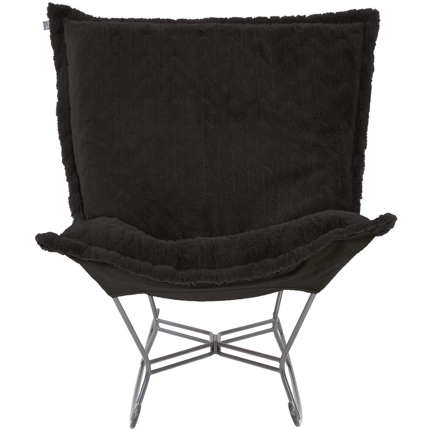 Puff Angora Ebony Scroll Rocker with Cover