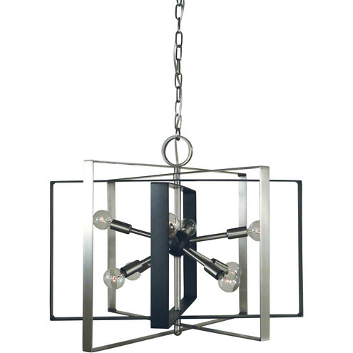 Interstellar 8 Light 26 inch Brushed Nickel with Matte Black Accents Chandelier Ceiling Light