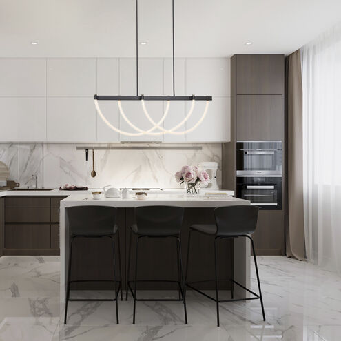 Cascata LED 45 inch Black and Brushed Brass Island Light Ceiling Light