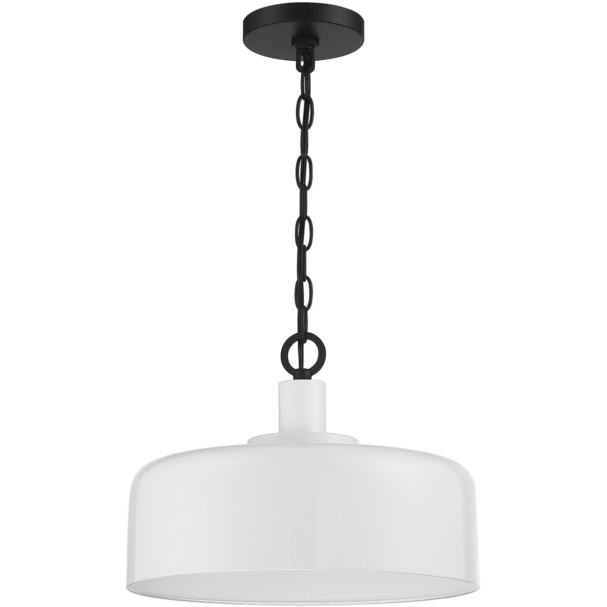 Farmhouse 1 Light 14 inch White with Black Pendant Ceiling Light