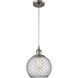 Ballston Farmhouse Chicken Wire LED 8 inch Brushed Satin Nickel Mini Pendant Ceiling Light, Ballston