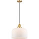 Franklin Restoration Bell LED 12 inch Satin Gold Mini Pendant Ceiling Light in Matte White