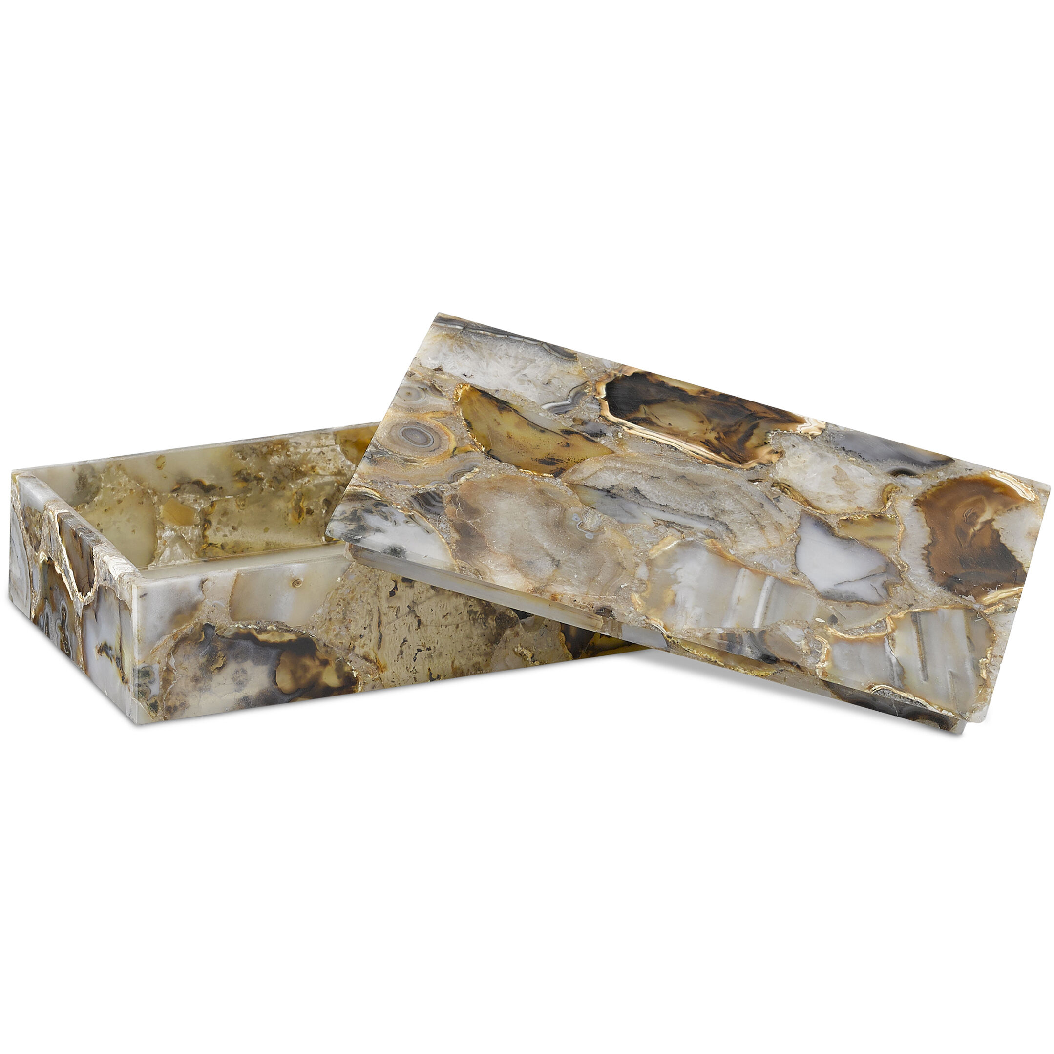 Malaga 7 inch Black Agate Box, Large