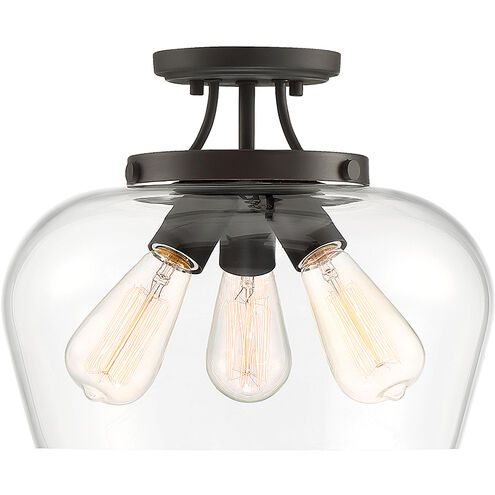 Octave 3 Light 13 inch English Bronze Semi-Flush Ceiling Light, Essentials