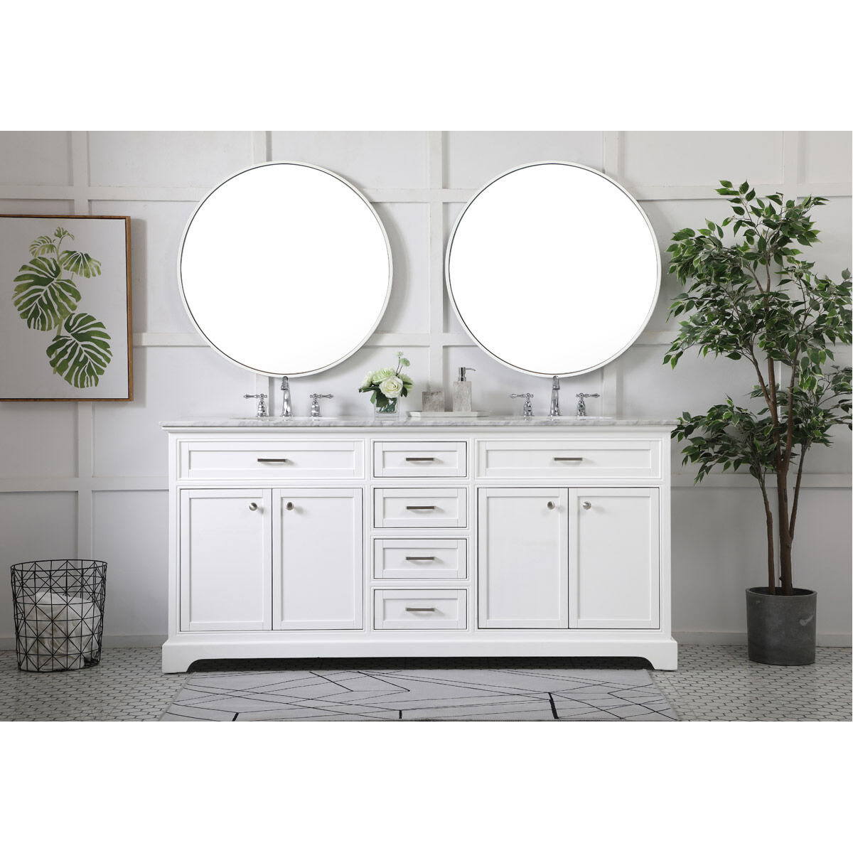 Americana 72 X 22 X 35 inch White Vanity Sink Set