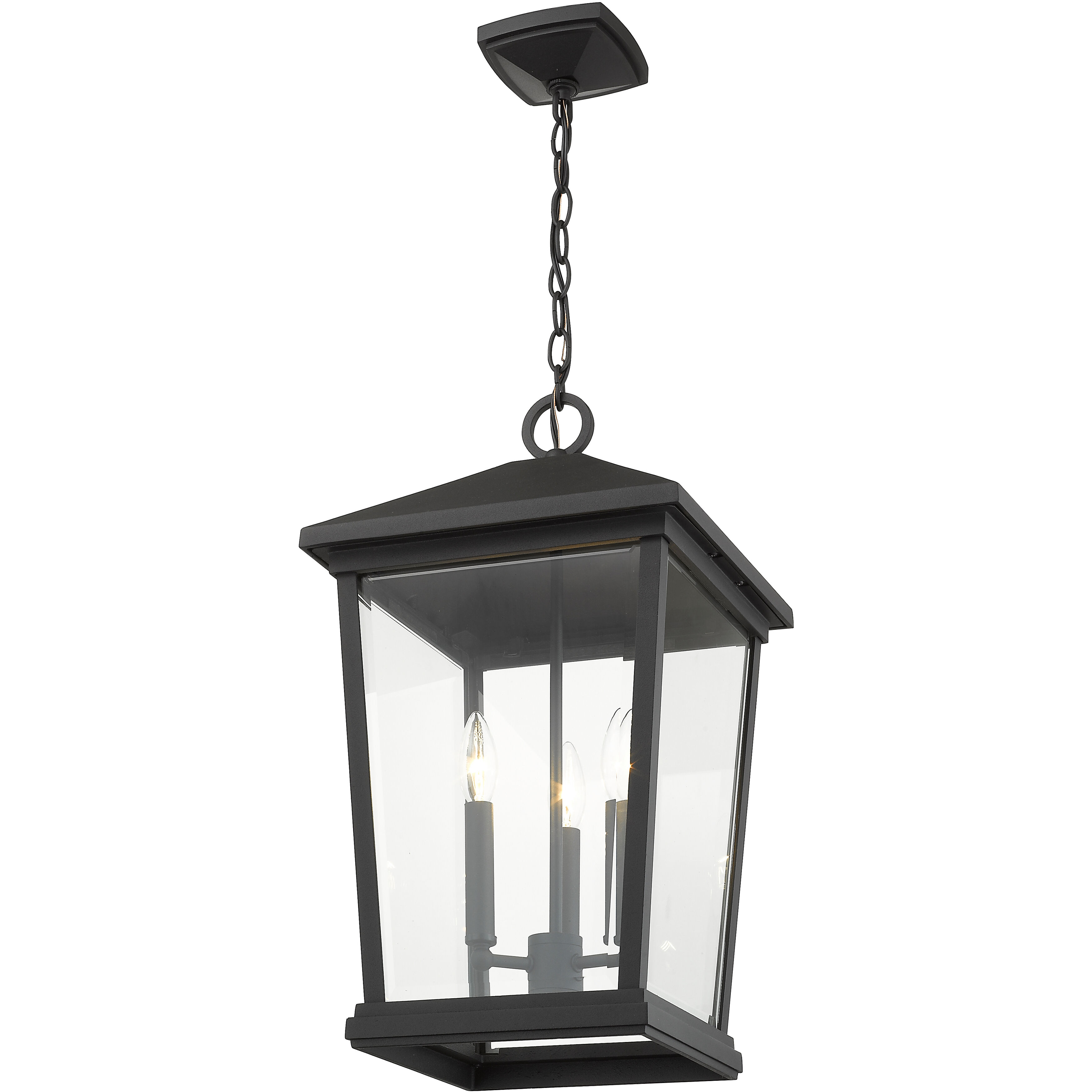 Beacon 3 Light 12 inch Black Outdoor Chain Mount Ceiling Fixture