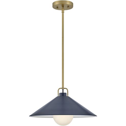 Milo LED 16 inch Lacquered Brass with Matte Navy accents Pendant Ceiling Light