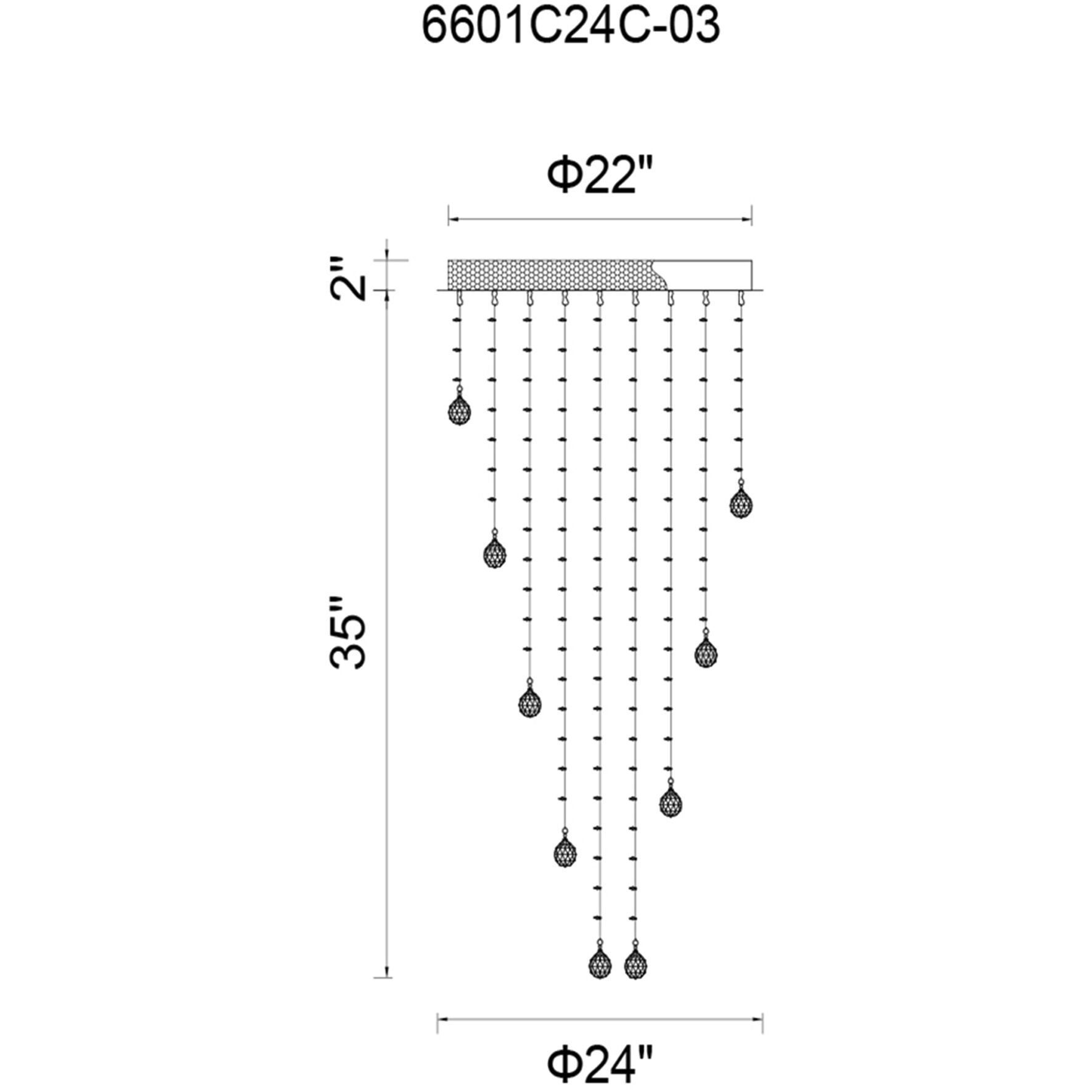 Rain Drop 9 Light 24 inch Chrome Flush Mount Ceiling Light