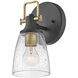 Easton 1 Light 6.25 inch Black with Heritage Brass Vanity Light Wall Light