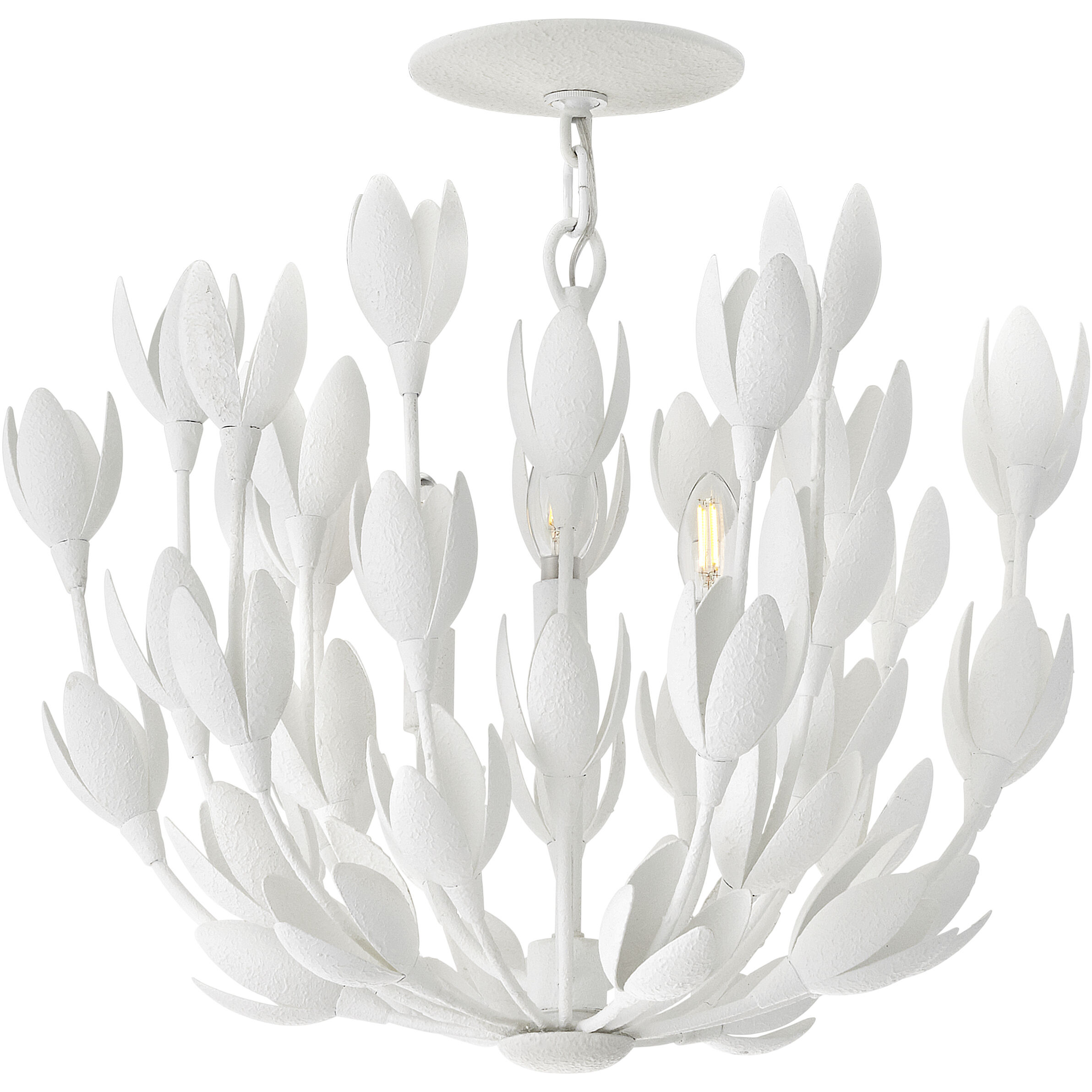 Lisa McDennon Flora 20 inch Textured Plaster Indoor Foyer Semi-Flush Mount Ceiling Light