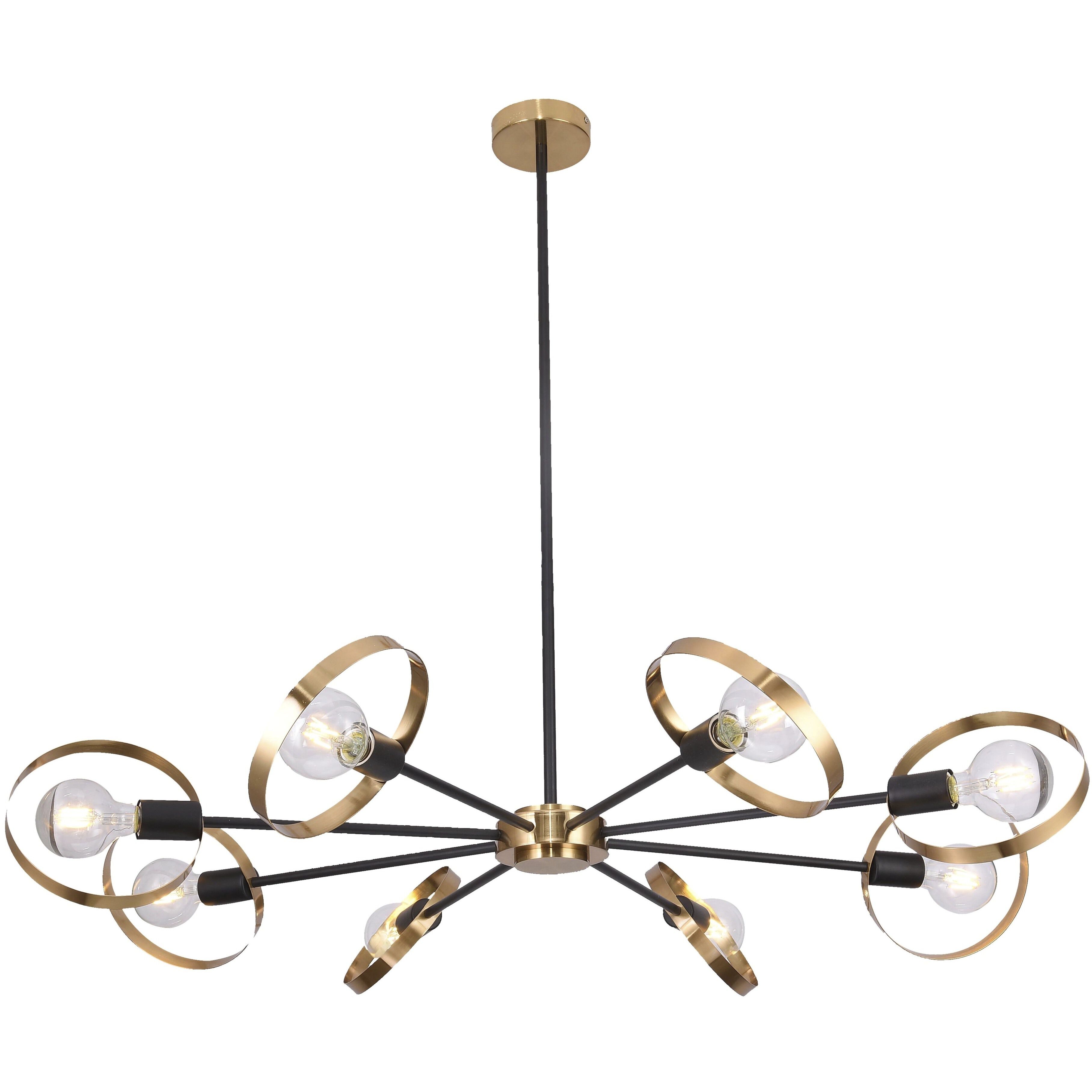 Canada 8 Light 43.3 inch Black and Brushed Brass Chandelier Ceiling Light