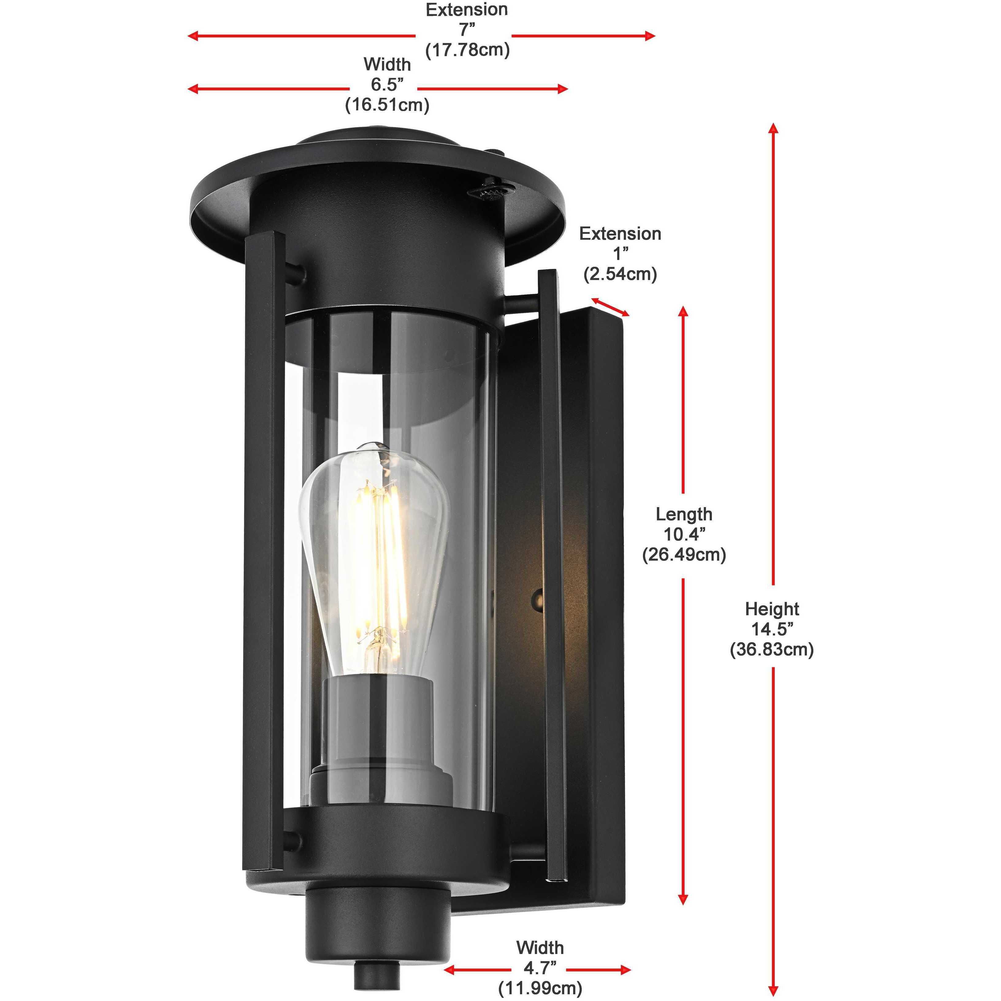 Bucknell 1 Light 14.5 inch Black Outdoor Wall Sconce