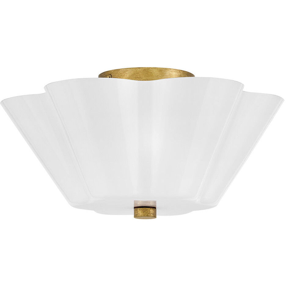 Honey 3 Light 15 inch Distressed Brass Semi-Flush Mount Ceiling Light, Medium