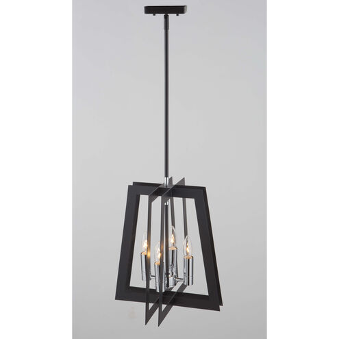 Carlton 4 Light 14 inch Matte Black and Polished Nickel Candle Chandelier Ceiling Light