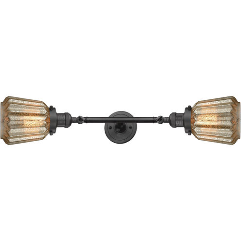 Franklin Restoration Chatham 2 Light 6 inch Oil Rubbed Bronze Bath Vanity Light Wall Light in Mercury Glass, Franklin Restoration