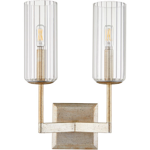 Merrick 2 Light 11 inch Aged Silver Leaf Wall Sconce Wall Light