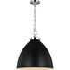 C&M by Chapman & Myers Wellfleet 1 Light 17.5 inch Midnight Black and Polished Nickel Pendant Ceiling Light in Midnight Black / Polished Nickel