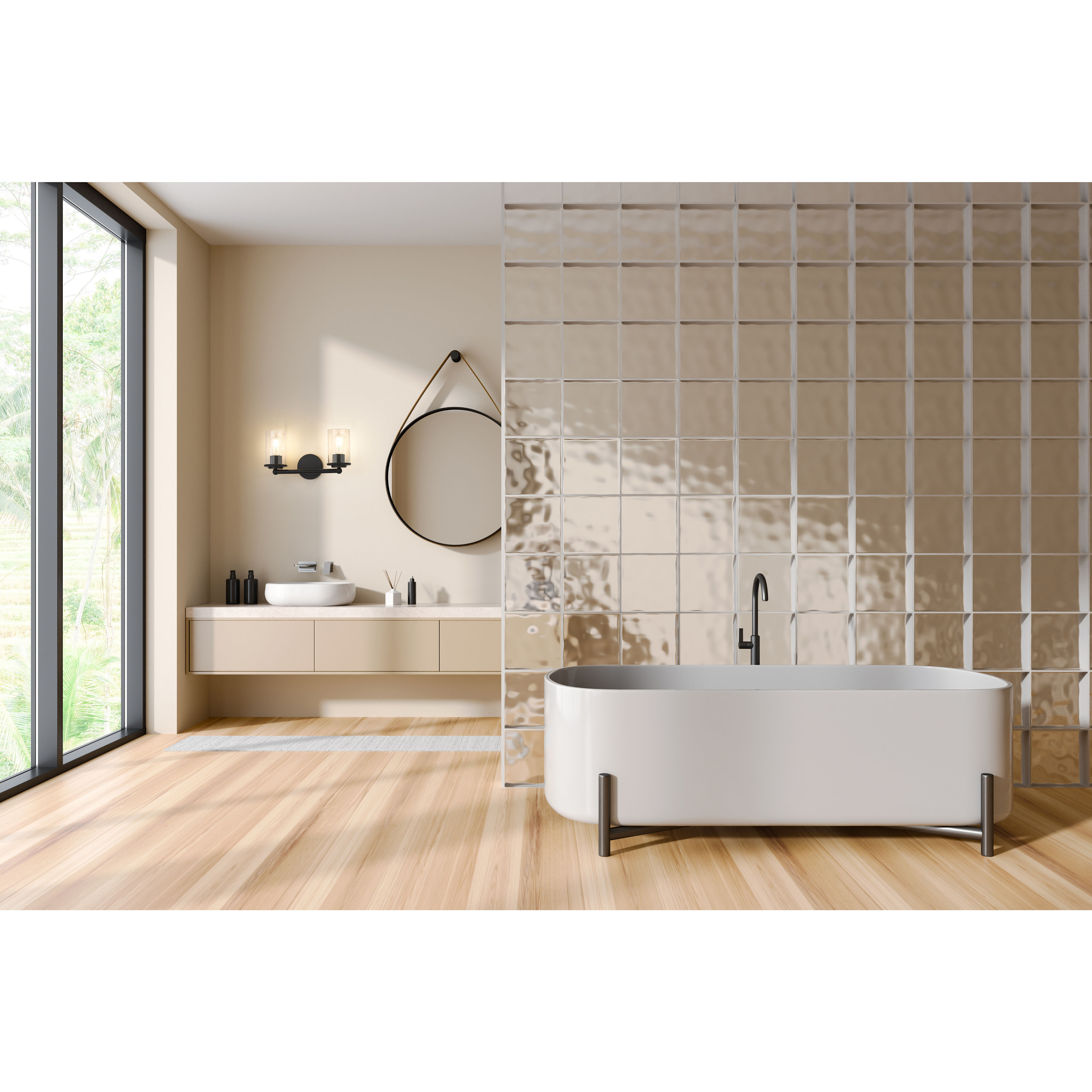 Thayer 2 Light 16 inch Matte Black Vanity Wall Light