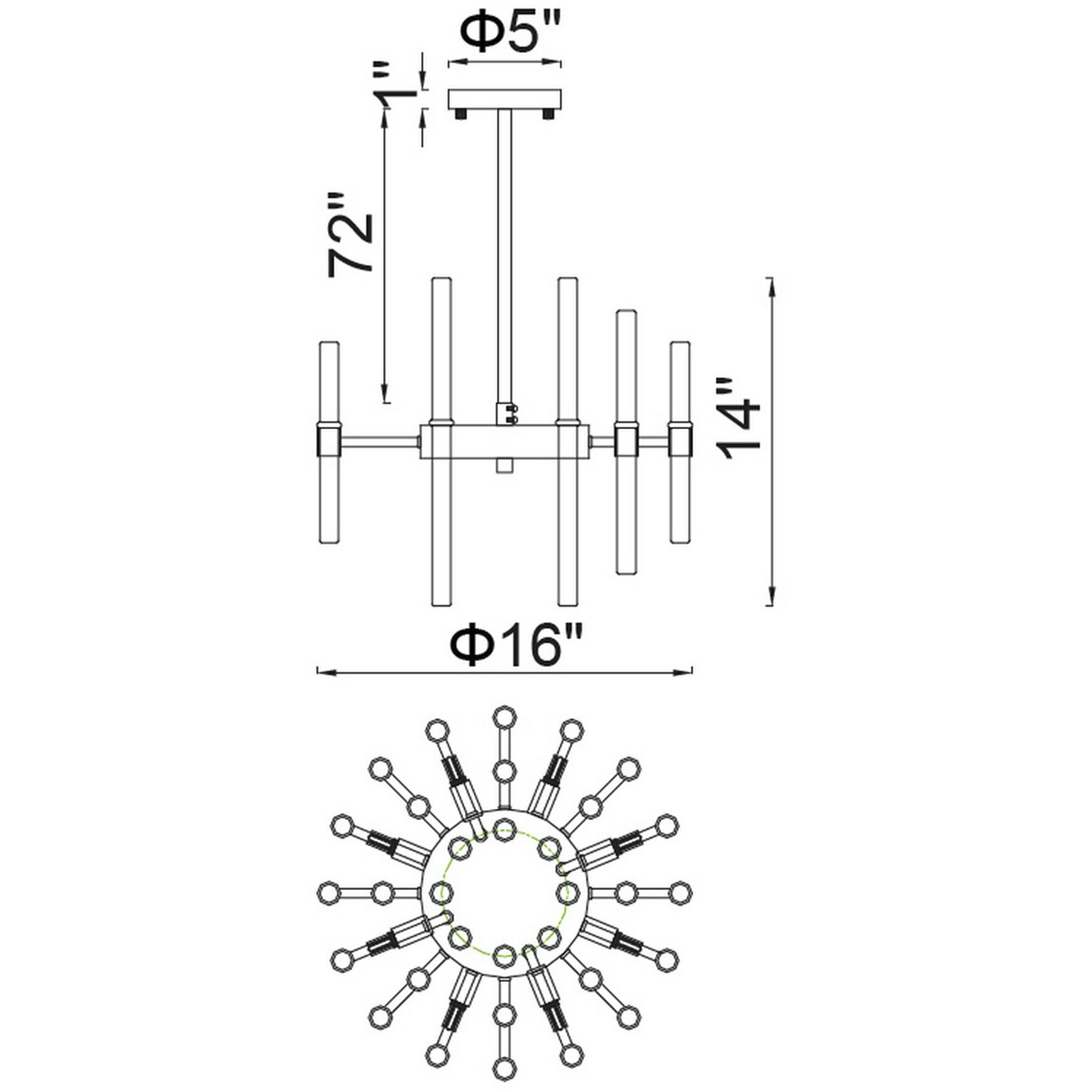 Miroir 8 Light 16 inch Polished Nickel Chandelier Ceiling Light