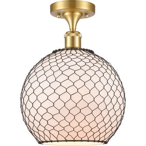 Ballston Large Farmhouse Chicken Wire 1 Light 10 inch Satin Gold Semi-Flush Mount Ceiling Light, Ballston